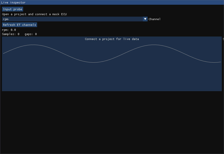 Native inspector with labeled synthetic preview before connection